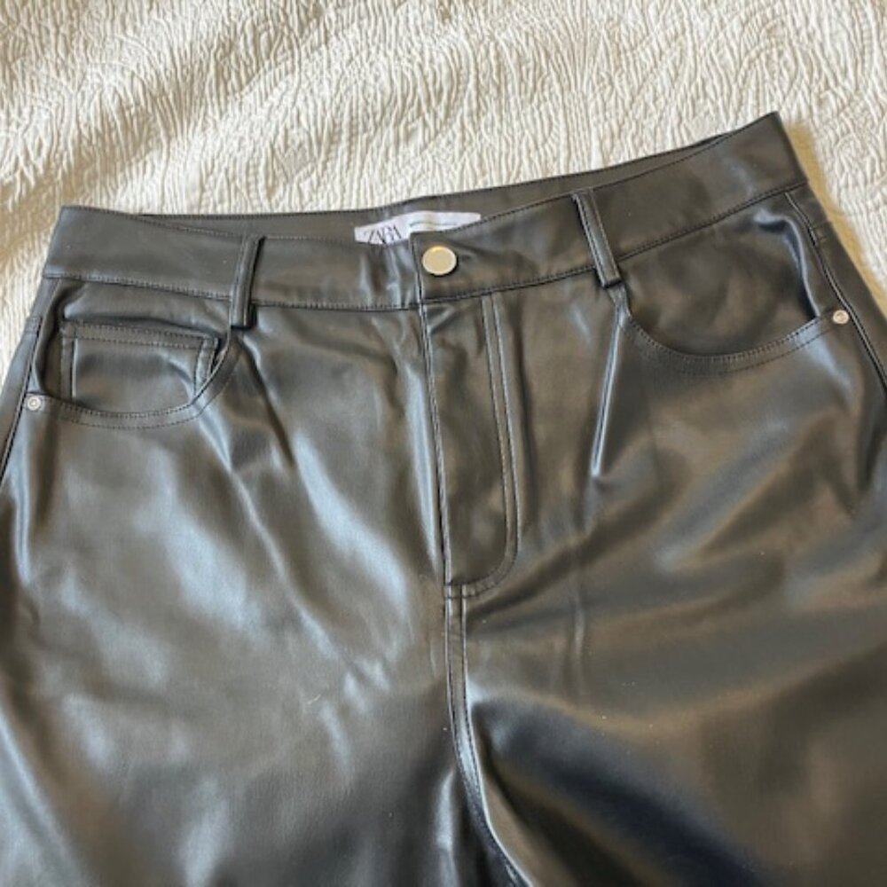 Zara Black Pleather Pants Size 8